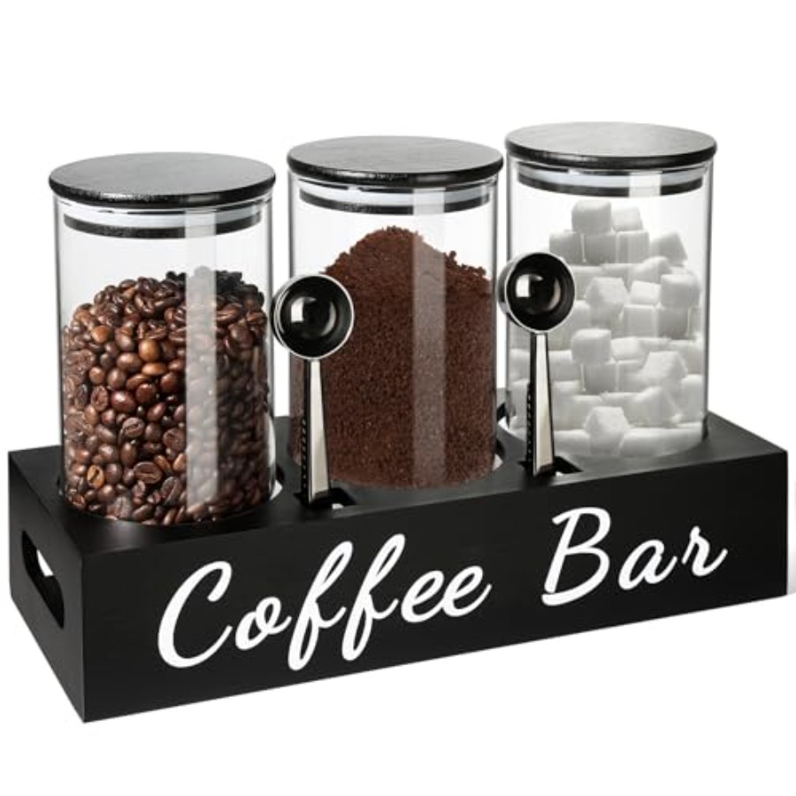 Coffee Tea And Sugar Canister Set - Coffee Tea Sugar Container Set, 3