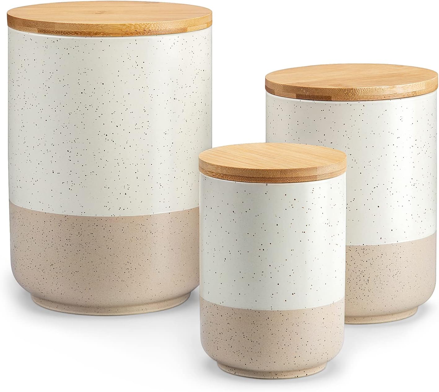 Coffee Tea And Sugar Canister Set - Sabine Ceramic Canister Set with Airtight