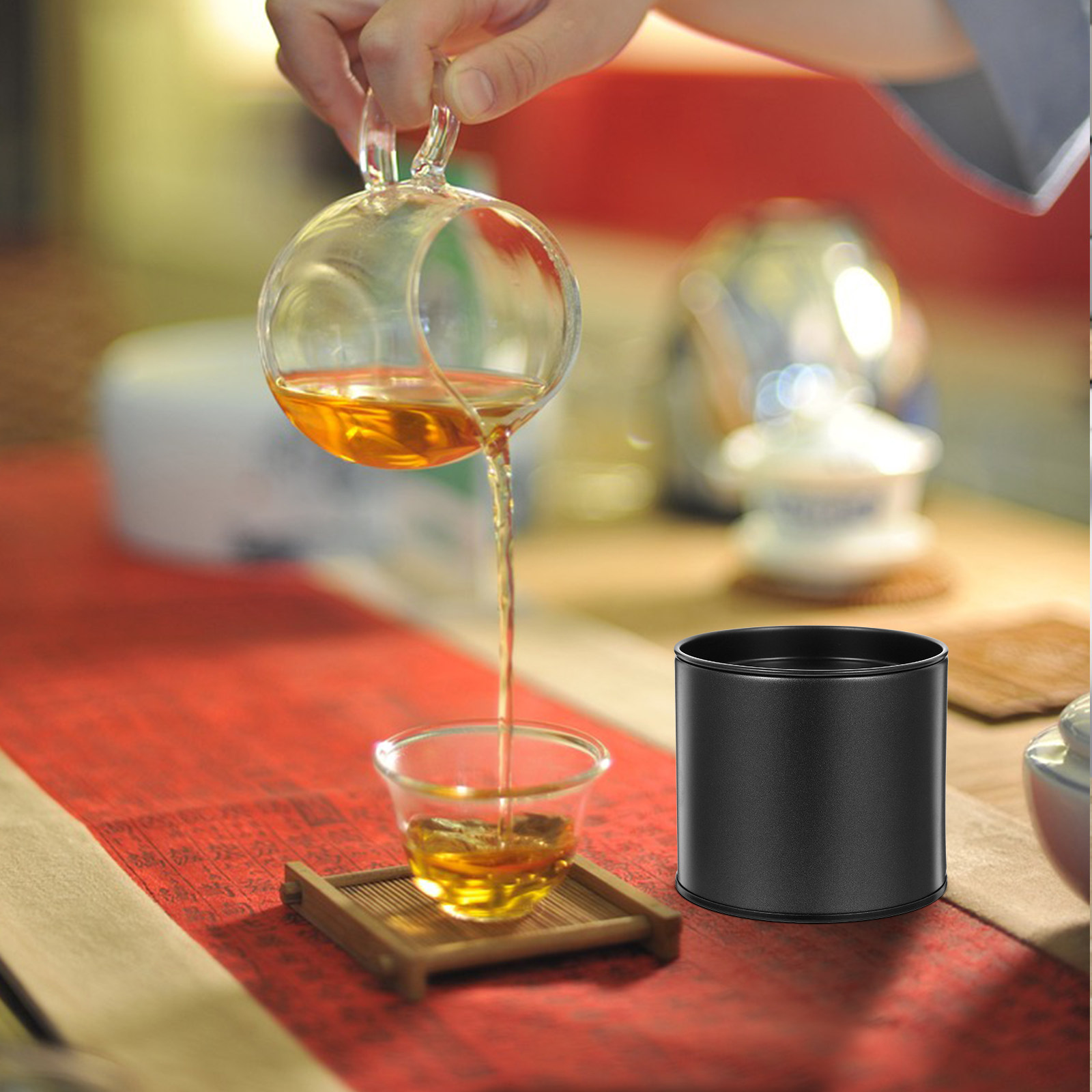 Coffee Tea And Sugar Canister Set - Small Tinplate Tea Jar with Airtight