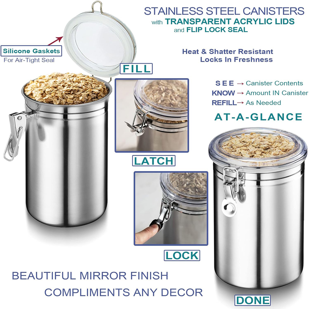 Stainless Steel Canister Set w - Coffee Tea And Sugar Canister Set review and price