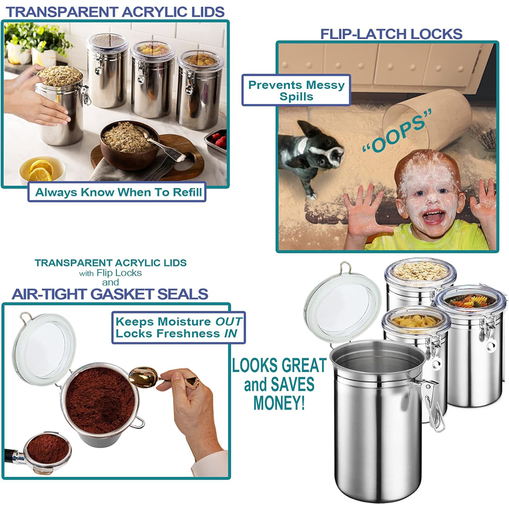 Stainless Steel Canister Set w - Coffee Tea And Sugar Canister Set review and price