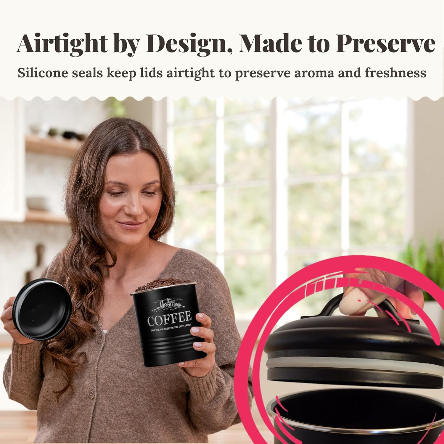 5-Piece Airtight Kitchen Canis - Coffee Tea And Sugar Canister Set review and price