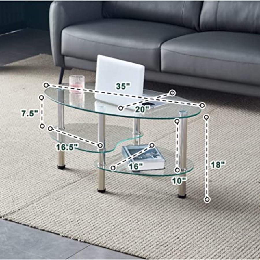 Oval-Shaped Glass Tea Table fo - Coffee Tea Room review and price