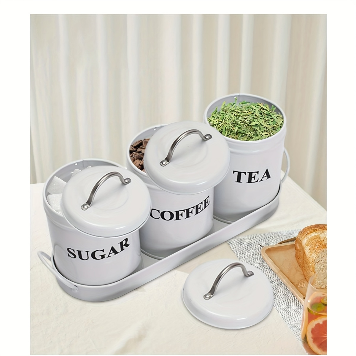 Set of 3 Kitchen Canisters for - Coffee Tea And Sugar Canister Set review and price