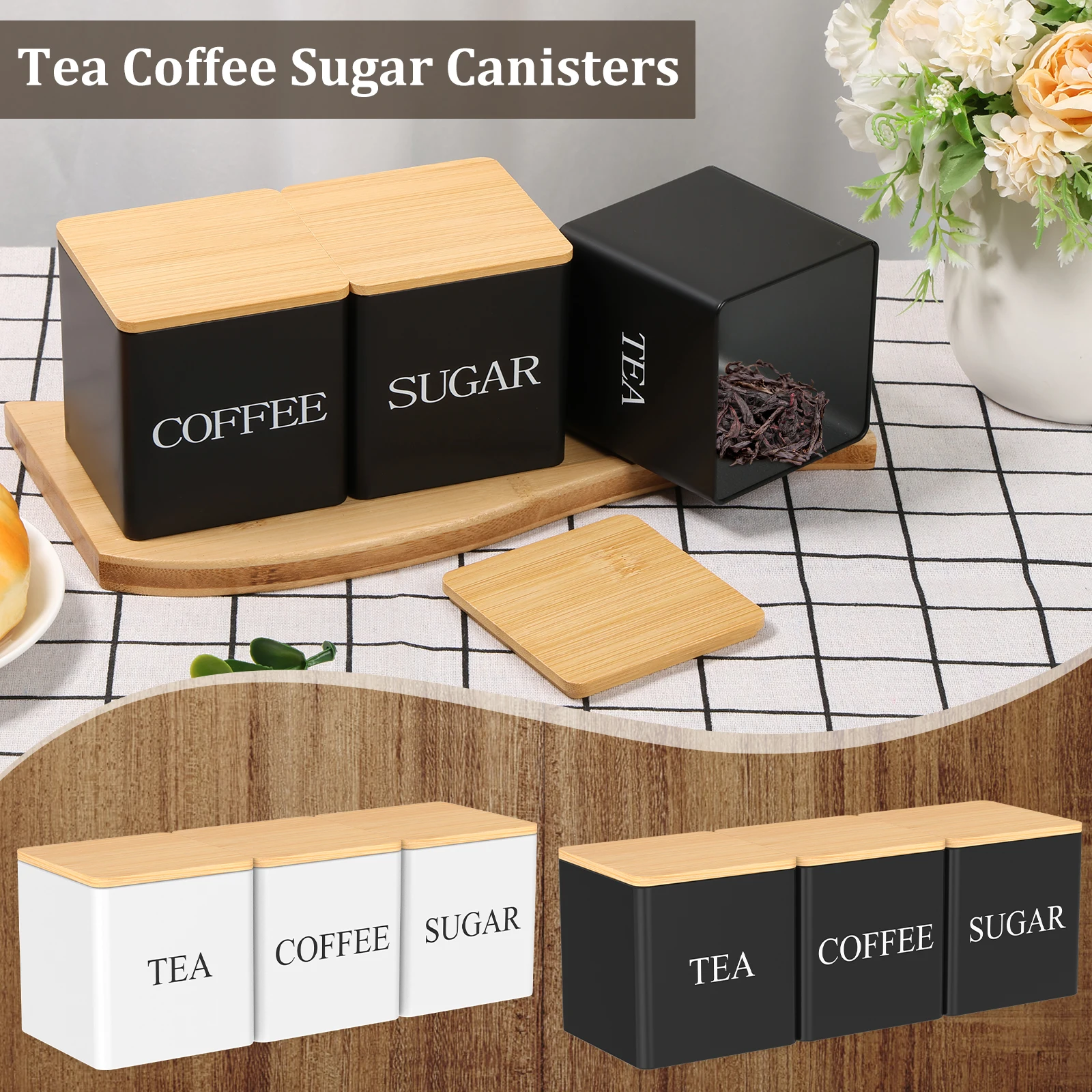 3Pcs Set 500ml Tea Sugar Coffe - Coffee Tea And Sugar Canister Set review and price