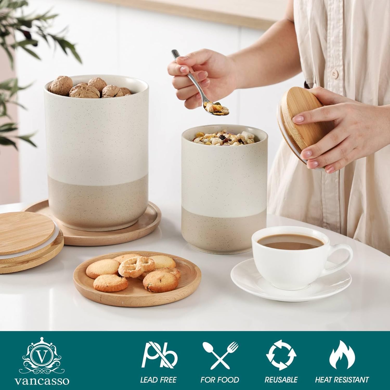 Sabine Ceramic Canister Set wi - Coffee Tea And Sugar Canister Set review and price