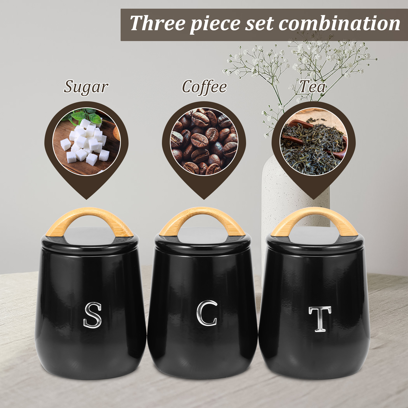 3Pcs Kitchen Storage Jar Tea S - Coffee Tea Difference review and price