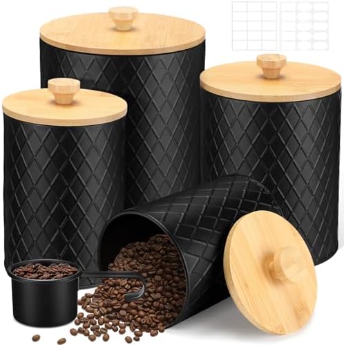 Reallnaive 4-Piece Black Coffe - Coffee Tea And Sugar Canister Set review and price