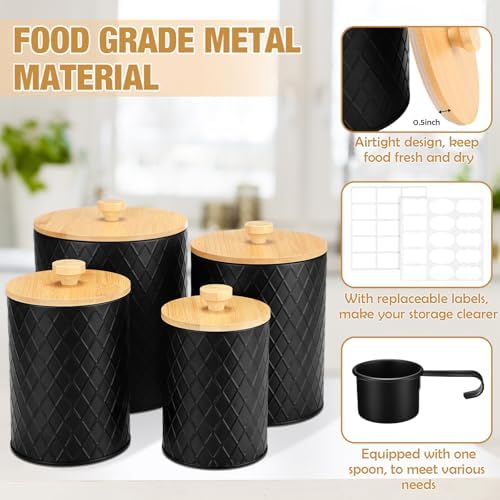Reallnaive 4-Piece Black Coffe - Coffee Tea And Sugar Canister Set review and price