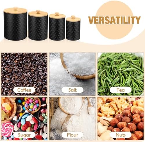Reallnaive 4-Piece Black Coffe - Coffee Tea And Sugar Canister Set review and price
