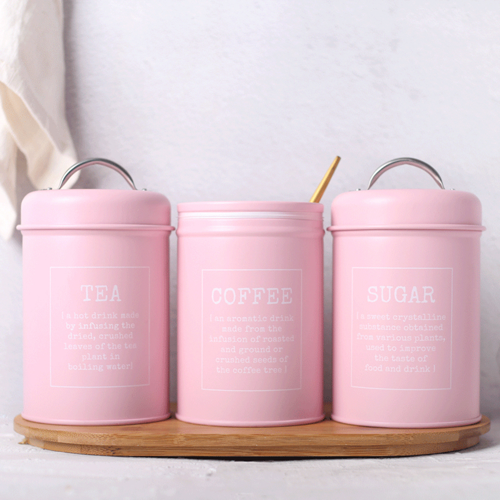 Set of 3 Canister Iron Kitchen - Coffee Tea And Sugar Canister Set review and price
